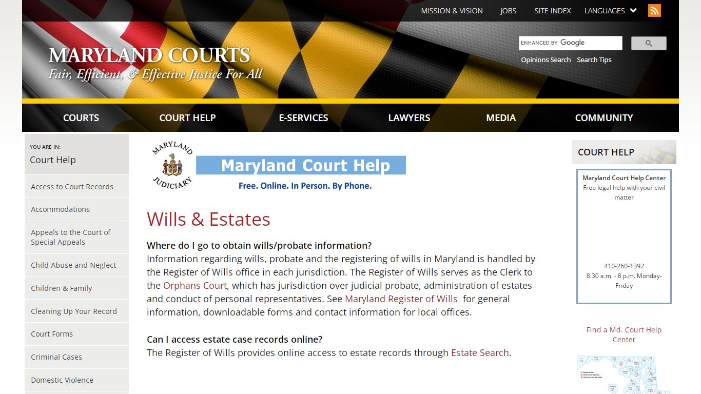 Wills & Estates | Maryland Courts